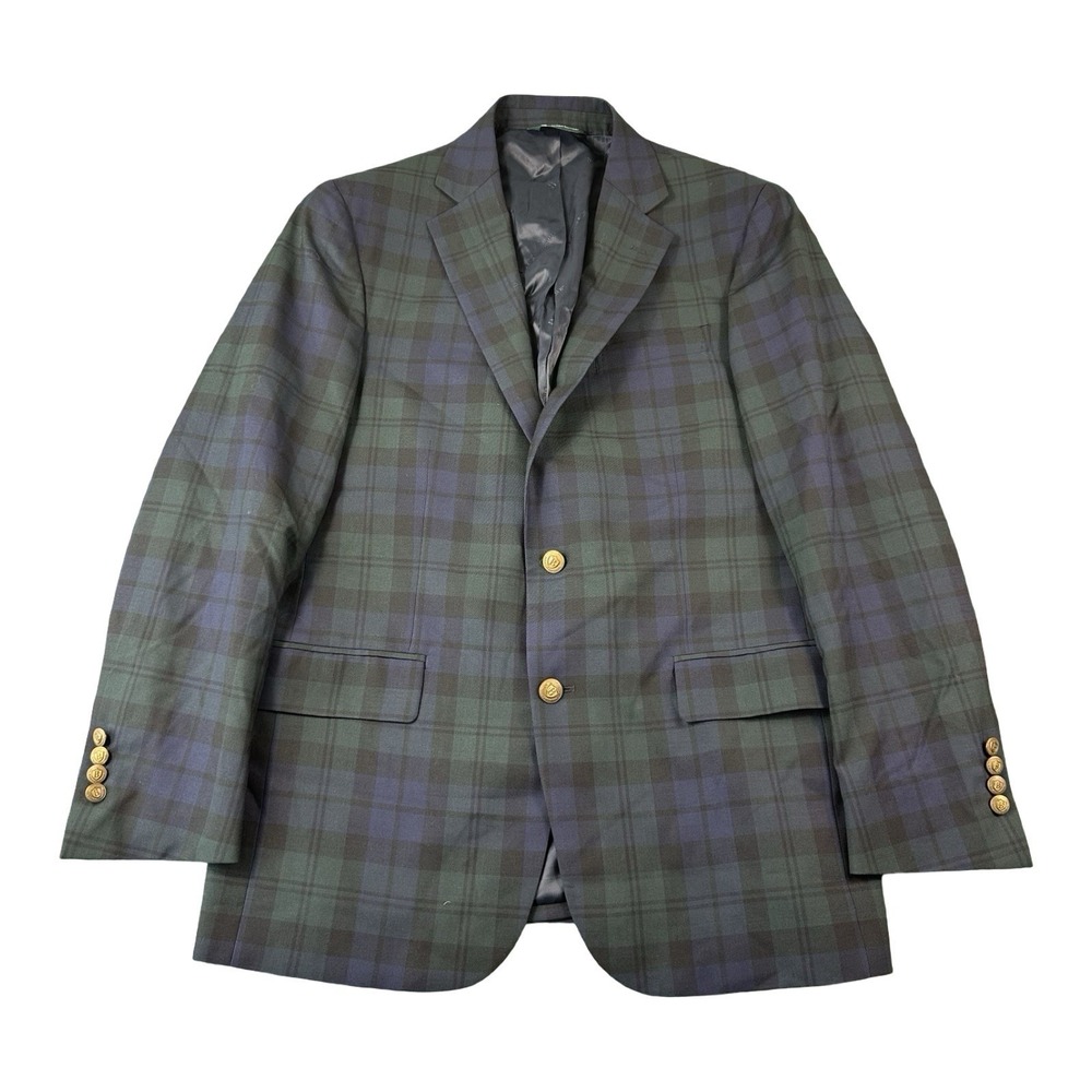 Brooks Brothers Recent Blackwatch Metal Button Wool Men's Blazer Size 40R